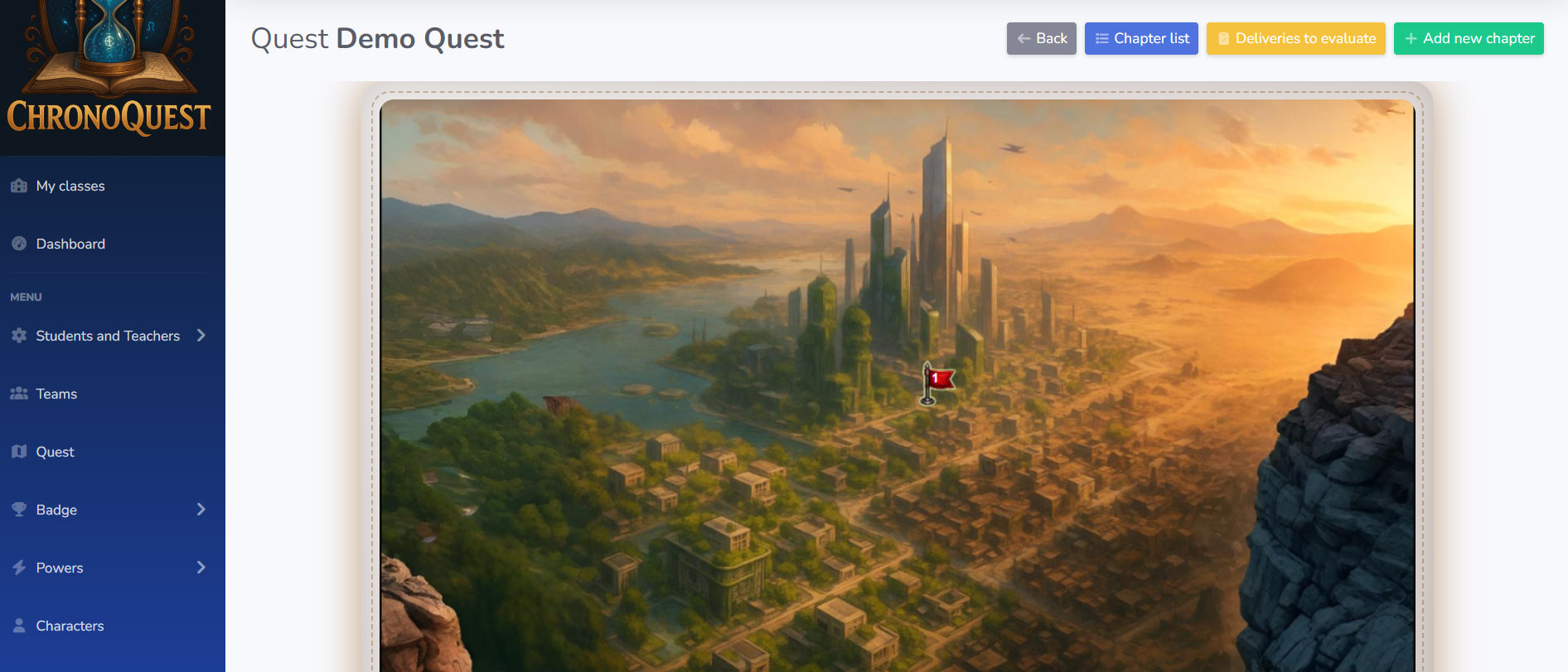 ChronoQuest screen with quest map or layout