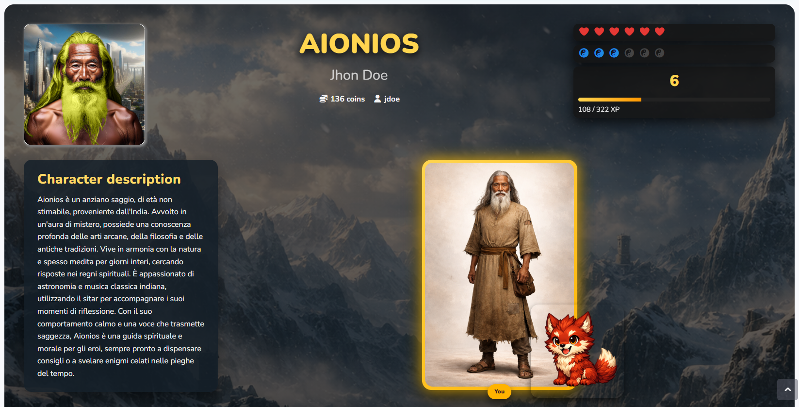 ChronoQuest student screen with hero choice and overview