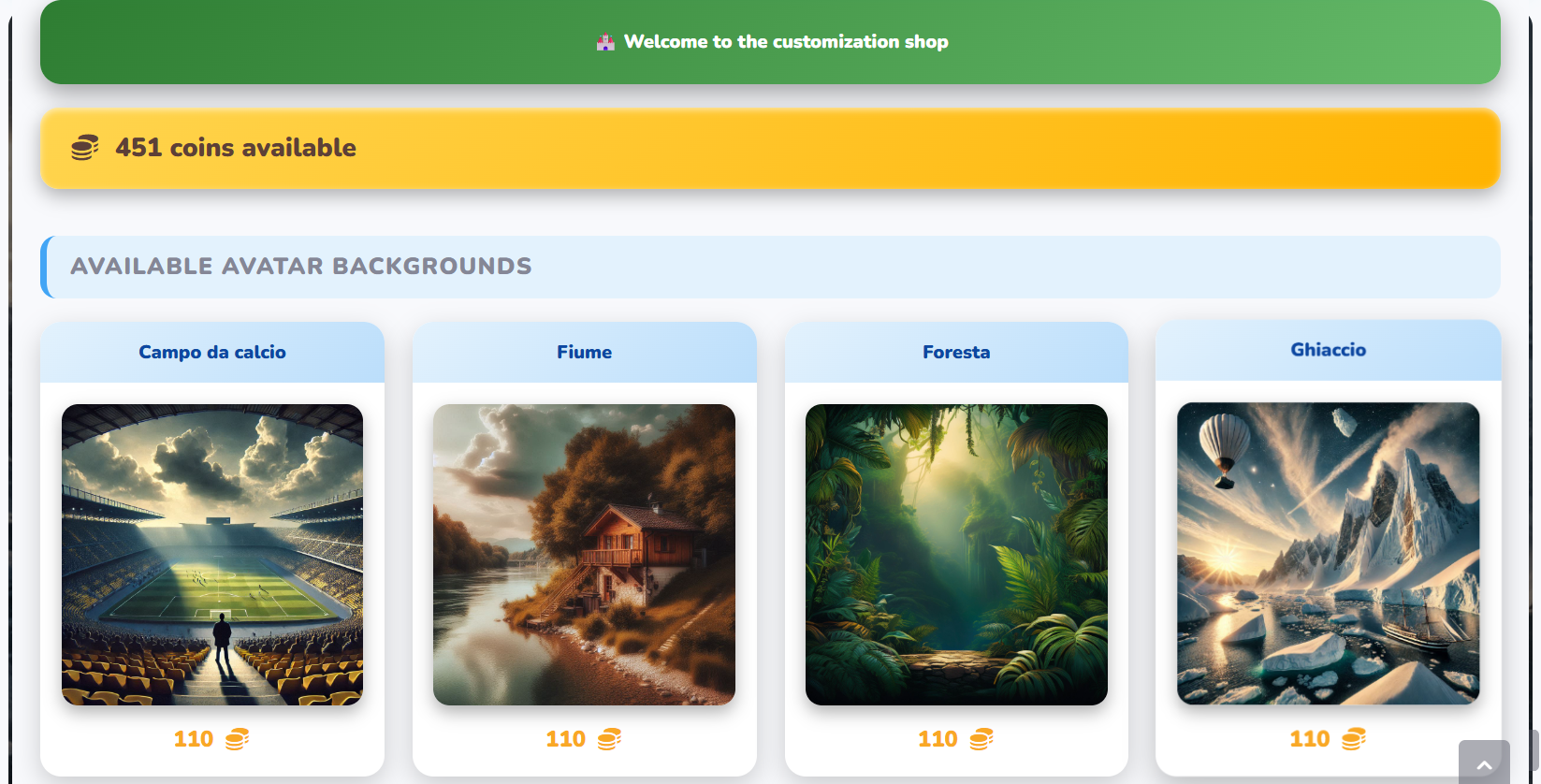 ChronoQuest student screen with equipment and shop