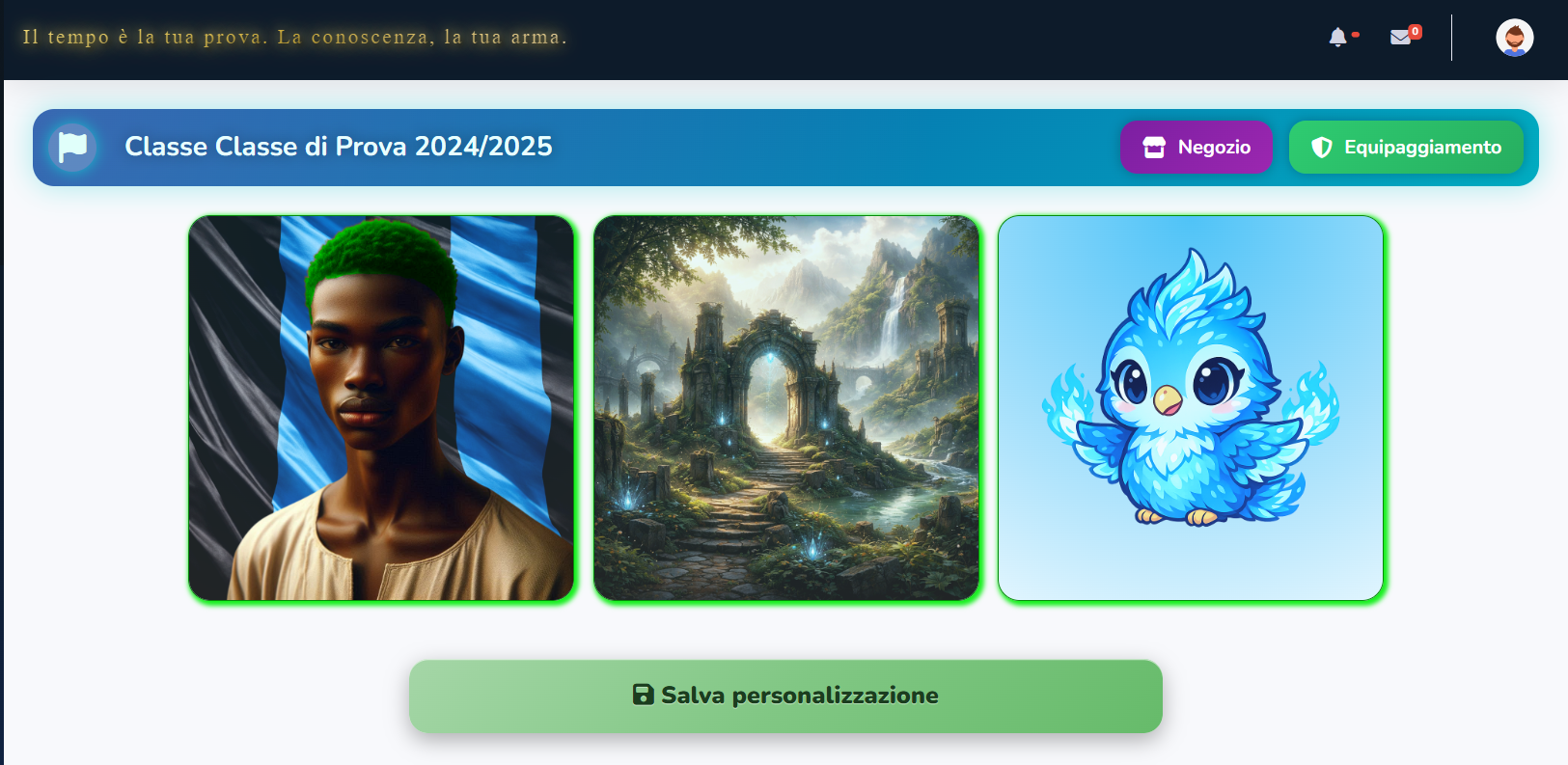 ChronoQuest screen for customizing the educational adventure